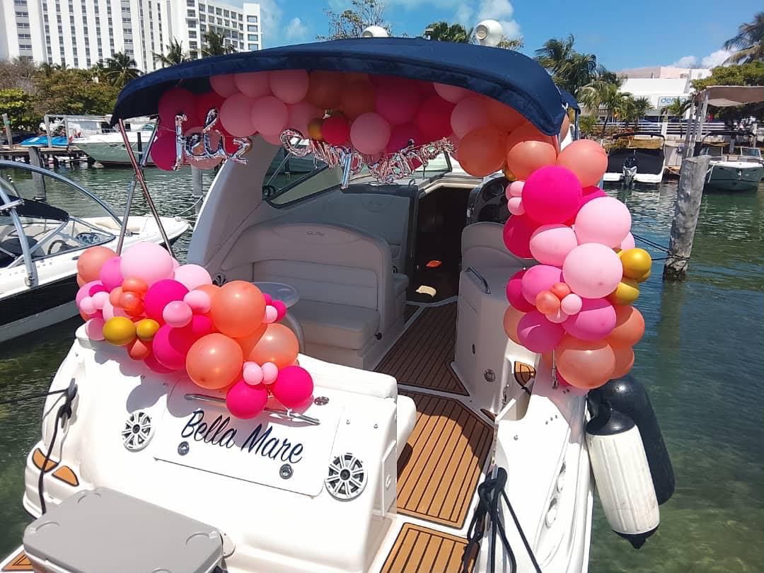 Balloon decoration aboard Bella Mare for a private celebration