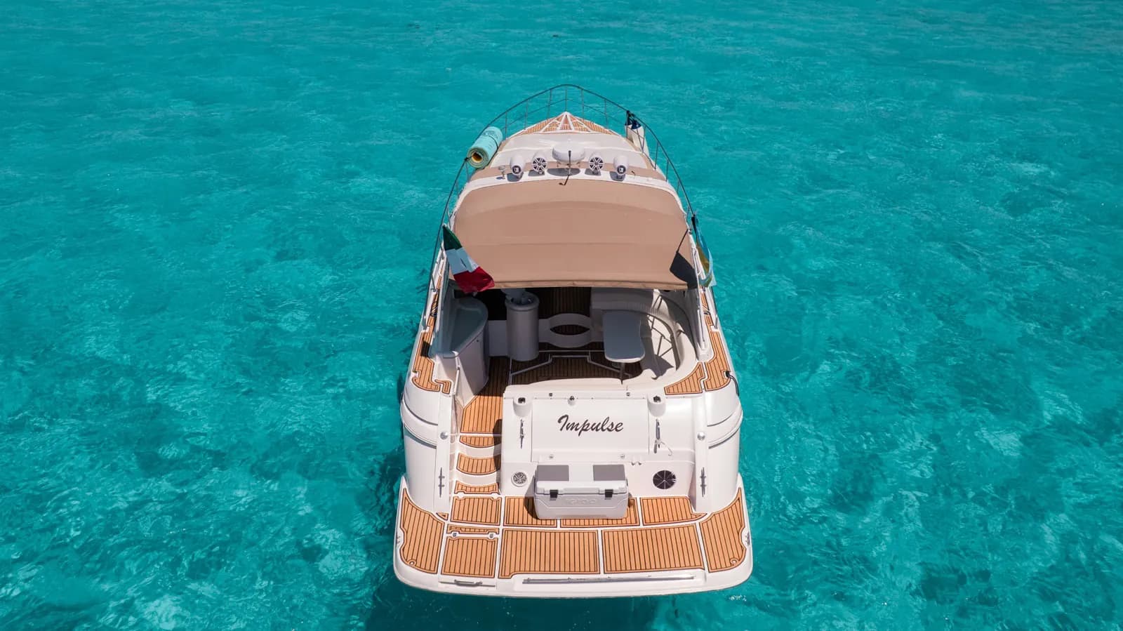 Impulse set up for lounging, swimming, and easy time at anchor