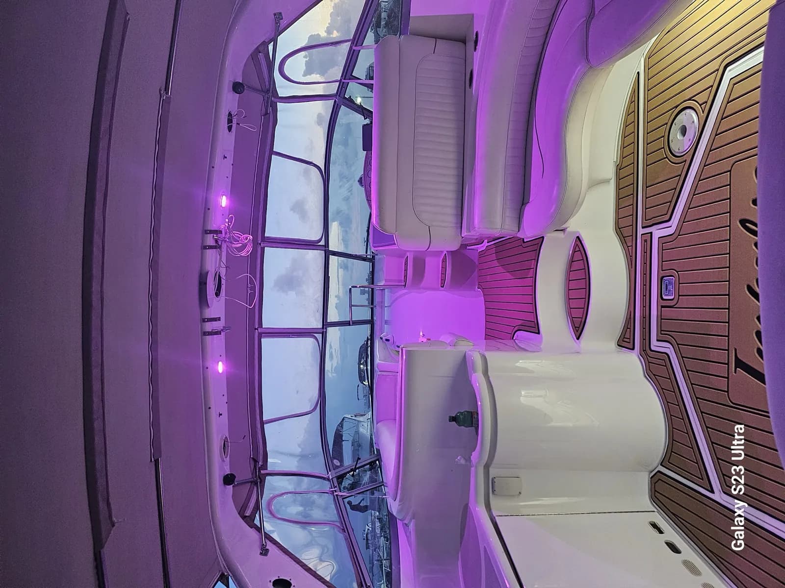 A stylish onboard lounge for resting between swim stops